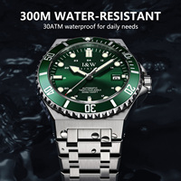 Best-seller I&W Montre de plongée automatique de luxe pour homme Cadran vert Étanche en acier inoxydable Montre mécanique avec mouvement