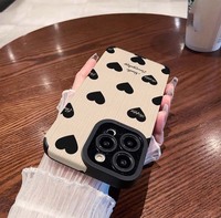Nouvelle coque de téléphone portable en cuir TPU souple avec impression de cœurs et de rayures verticales pour iPhone Xs 11 12 13 14 15 16 17 18 Pro Max