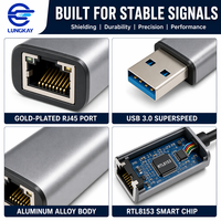 Adaptador USB 3.0 a RJ45 Gigabit Ethernet LUNG KAY, 1000Mbps, Chip RTL8153, Tarjeta de Red LAN de Aluminio, OEM ODM