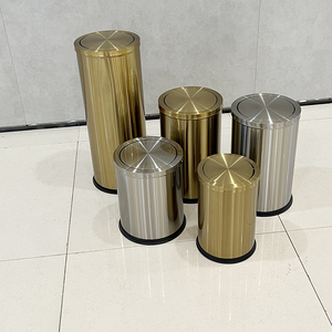30L Golden Stainless Steel Trash Can Standing Shake Lid Special <strong>Large</strong> Waste <strong>Bin</strong> for Shopping Mall Corridor Office Building - Product Image 5