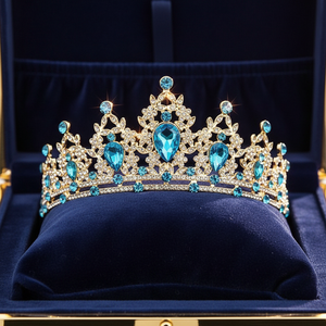 Tiara de <span class=keywords><strong>Novia</strong></span> de Alta Calidad, Estilo Europeo y Americano, Estilo Barroco, con Pedrería, Corona de Princesa, Tiara de <span class=keywords><strong>Novia</strong></span> - Product Image 3