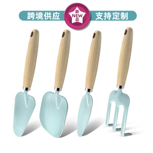 Juego de pala y rastrillo de jardín para niños, mango de madera, hierro con recubrimiento en polvo, herramientas ligeras para plantar flores al aire libre, bricolaje - Product Image 4