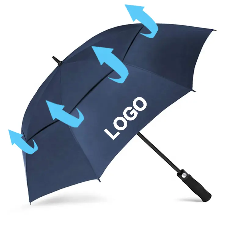 מטרייה סיטונאי מותאם אישית לוגו גדול כפול חופה פרקו Windproof מטרייה אוטומטית פתוח ישר גולף מטרייה
