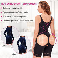 Body gainant intégral en nylon ferme pour femmes grandes tailles, respirant, post-partum, avec ouverture aux fesses, soutien de la poitrine, taille haute et effet push-up fessier