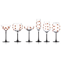 Set Gelas Anggur Labu 3D Halloween Grosir, Tiup Mesin, Tangkai Hitam, Gelas Champagne, Gelas Martini (OEM/ODM)