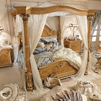 Neues Design Luxuriöses Bettgestell aus Holz im Barockstil – Elegante Schlafzimmermöbel für Anspruchsvolle Räume