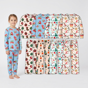 Conjunto de Pijama Navideño Personalizado Longlv para Niños, Camiseta de Manga Larga con Estampado Completo en Seda de Leche, Pantalones Anchos, Atuendo Informal para Niño - Product Image 1
