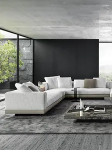 Sofá de designer moderno e minimalista para sala de estar em tecido de algodão e linho de alta qualidade