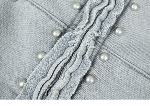 Sweat à capuche zippé personnalisé style vintage punk avec rivets, coutures inversées, couleur unie, en molleton tricoté 400g – Fabricant - Product Image 5