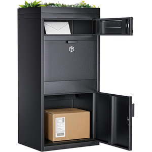 Casier à colis extérieur avec plateau végétal 60x45x115cm, armoire de rangement en acier noir pour couloir domestique - Product Image 2