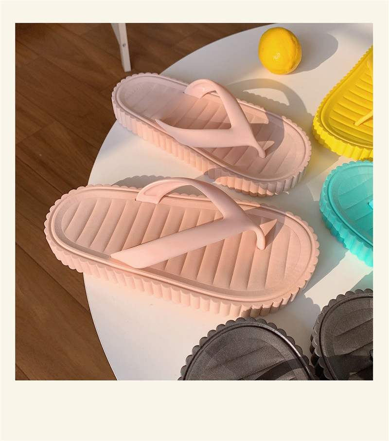Summer Holiday Students Outdoor Beach Flip-flops Slippers Solid Color Flat Flip Flops