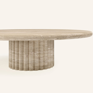 Kumusi Modern Round Volakas <strong>White</strong> Marble Coffee <strong>Table</strong> Living Room Luxury Natural Customized Dark Emperador <strong>Side</strong> <strong>Table</strong> - Product Image 5