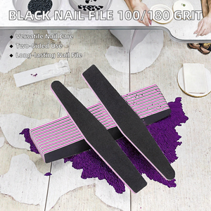 Black Double Sided <b>Nail</b> <b>File</b> 100 180 Grit Emery Board for Natural <b>Nails</b> Manicure Tools - Product Image 2