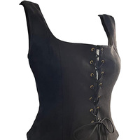 Gilet en daim pour femme, style animation de pointe, col carré vintage, avec laçage, pour déguisement, cosplay et tenue d'Halloween