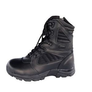 DF Stock Black Cow Leather Black Tactical <b>Boots</b> Long <b>Hiking</b> <b>Boots</b> Genuine Leather with Side Zip or No Zip - Product Image 1
