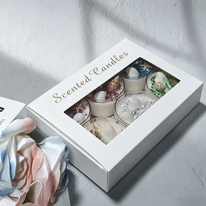 Coffret de 6 bougies de luxe en cire de soja, décorées de coquillages, de paillettes, de fleurs séchées et de pierres de cristal, pour la maison, cadeau de Pâques - Product Image 5