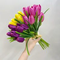 Buket Bunga Tulip Sutra Buatan 34cm yang Sudah Diikat untuk Dekorasi Rumah Musim Semi, Hiasan Meja Vas, Hadiah Pernikahan