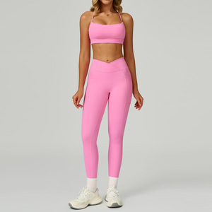 Conjunto Deportivo de Moda con Logotipo Personalizado, Sujetador Deportivo y Leggings de Yoga con Bolsillo, Ropa Deportiva para Gimnasio, Entrenamiento, Correr, Ejercicio, Tenis para <span class=keywords><strong>Mujer</strong></span> - Product Image 6