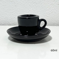 Ensemble de tasses à café en céramique de style italien avec soucoupes, vente en gros, logo personnalisé, ensemble de tasses à expresso en grès épais