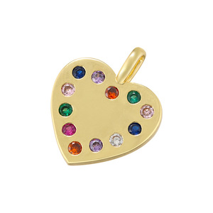 HD319 Exquisito y Lujoso Dije de Cruz en Forma de Corazón con Microincrustaciones de Diamantes de Colores, Colgante de Estrella del Norte en Forma Redonda de Oro de 18k - Product Image 6