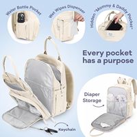 YOUK multifonction grande capacité sac à couches étanche Beige bébé sac de voyage isolé porte-bouteilles sucette étui à langer
