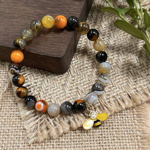 Pulsera de piedra de ágata de abejorro natural con colgante de abejorro-Joyería de chakra sacro para vitalidad y resistencia - Product Image 6