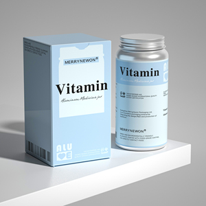 Emballage métallique de luxe en aluminium vide, couleur et logo personnalisés, avec bouchon à vis pour capsules de vitamines, pilules et compléments alimentaires - Product Image 1