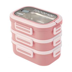 Lonchera Bento de Acero Inoxidable 304 de Doble Capa, Portátil, con Compartimentos, Estilo Japonés, para Estudiantes y Oficina, de Grado Alimenticio, 850 ml, Aislada - Product Image 6