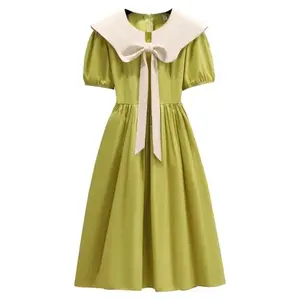 Nice Design Pure Desire Doll Collar Dress Casual Niche Short-Sleeved Summer Midi Ladies Dresses