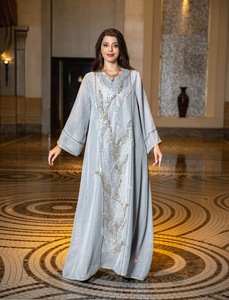 Parfait dames été turc Abaya revers motif de fleurs délicates imprimé robe florale Abaya femmes robe musulmane - Product Image 3