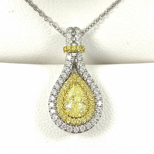 Collar de oro auténtico de 18K, collar de diamantes en forma de pera, colgante de lágrima de diamante amarillo elegante, joyería de moda - Product Image 1