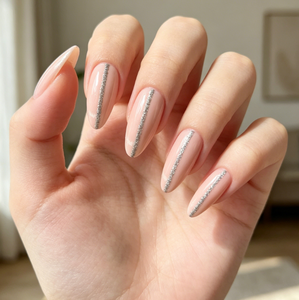 <span class=keywords><strong>Uñas</strong></span> Postizas Dihang <span class=keywords><strong>Color</strong></span> <span class=keywords><strong>Rosa</strong></span> <span class=keywords><strong>con</strong></span> Brillo y Líneas Plateadas - Product Image 2