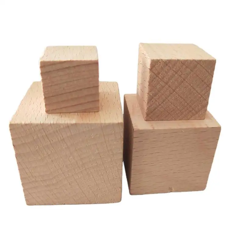 Dados cuadrados de madera en blanco para niños, juego de cubos de madera maciza de haya, pintura cuadrada de madera, decoración, elaboración de proyectos DIY