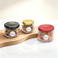 Etiquetas Personalizadas para Frascos de Vidrio Transparentes de 100ml, 180ml, 380ml y 500ml con Tapa de Rosca Hermética, Recipientes para Almacenar Dulces y Café