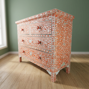 Bone Inlay Modern Antique Foldable Living Room Cabinet with 2 <b>Drawers</b> & Shelves for Home & Commercial Use - Product Image 1