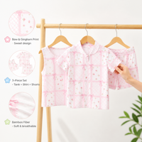 Puresun, fabricant sur mesure, ensembles de vêtements de yoga pour filles, imprimé floral confortable, trois pièces, respirant, personnalisé, pour enfants de 6 à 12 ans