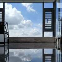 Fenêtre coulissante en alliage d'aluminium sur mesure, verre trempé, vue panoramique