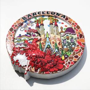 Imanes de nevera magnéticos decorativos 3D de gran venta, artesanías de recuerdo de <span class=keywords><strong>Barcelona</strong></span>, España, con patrones de mosaico redondos - Product Image 3