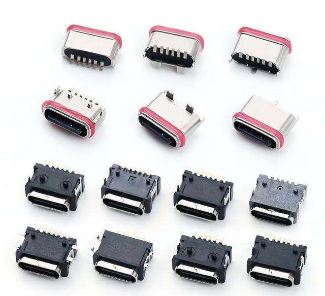 IP68 Submersible USB Type-C 6-Pin Vertical Receptacle - SMT/THT Mount with Silicone Seal, Dustproof & Waterproof