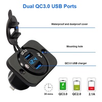 12V 24V 36W Carga rápida Toma de corriente USB dual Aluminio QC 3,0 Cargador de coche con voltímetro