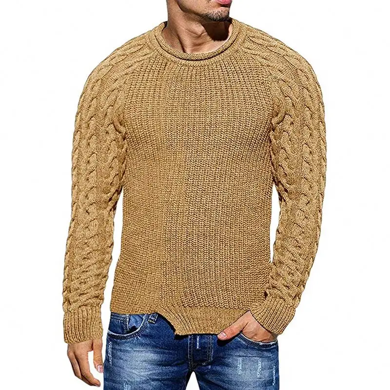 Spring Autumn Men's Long Sleeve Crew Neck Pullover Sweater Winter Rib Knit Matching Color Block Plus Size Sweater For Men