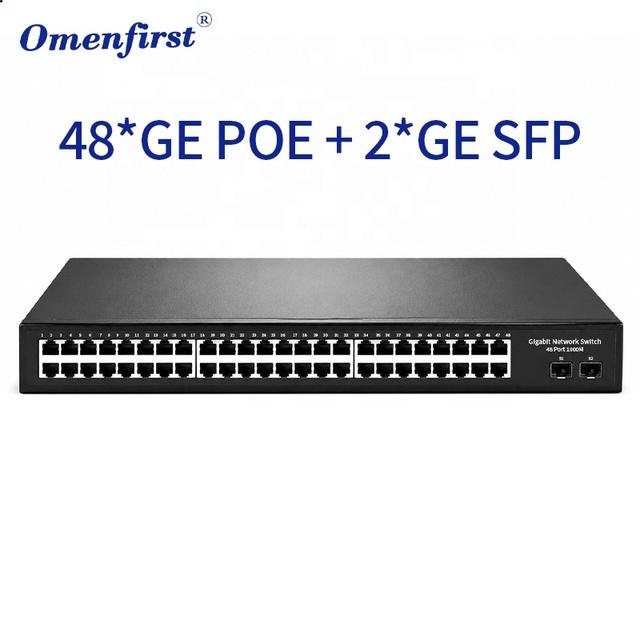 CE FCC 48 Port Gigabit PoE Switch 2 SFP Uplink IEEE 802.3af/at 700W Max 1U Rackmount Unmanaged Network Switch OEM ODM Service