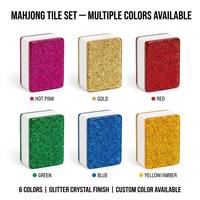 Stock US, Mahjong de luxe en acrylique, Mahjong personnalisé à 4 couches, Ensemble de Mahjong américain avec 160 tuiles, Tuiles Corail & Coût Aqua Perle