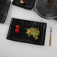 A5 Creative Style japonais rectangulaire rayé mélamine Western Dessert Vaisselle en plastique transfrontalier vente en gros Sushi plat