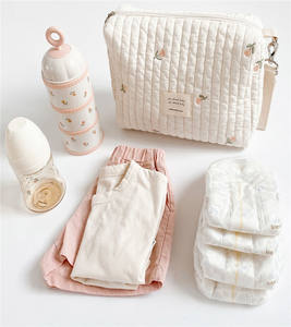 Xiximi Großhandel koreanischen Stil neuen Reiß verschluss Stickerei Baumwolle Mama Tasche Baby Kinderwagen Tasche Wickelt asche - Product Image 6