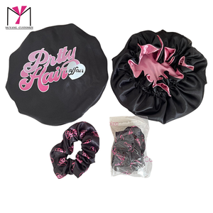 MUYANG Custom logo Silk Satin Hair Round <b>Bonnet</b> African Print Double Layer - Product Image 3