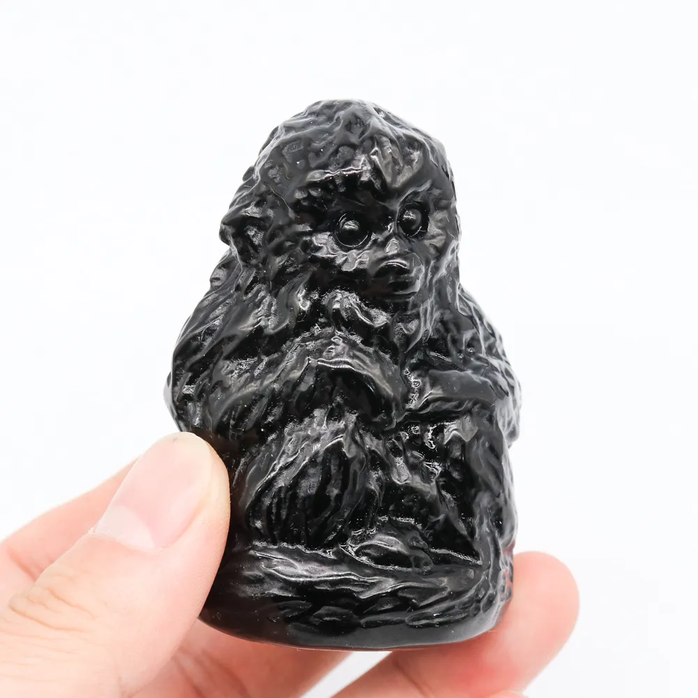 अद्वितीय भाग्यशाली पत्थर प्राकृतिक काले ओब्सीडियन <span class=keywords><strong>बंदर</strong></span> हीलिंग के लिए उपहार