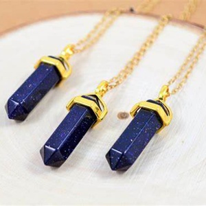 Collar con Colgante Hexagonal de Piedra Arenisca Azul Natural, Plata de Ley 925, Cuarzo Rosa, Piedra Dorada Azul - Product Image 6