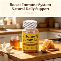 Gummies au Miel de Manuka et au Shilajit Sans Sucre Ajouté Non-OGM Améliore l'Immunité et Soutient l'Énergie Complément Alimentaire pour Adultes 60 Unités