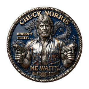 Pièce commémorative Chuck Norris : Légende des arts martiaux, thème « Tough Guy », artisanat métallique, médaille ronde culturelle - Product Image 2